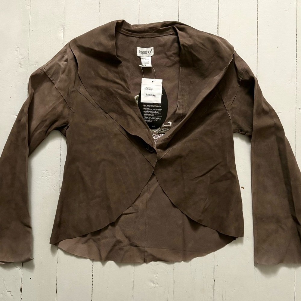 Together Leather and suede button up jacket